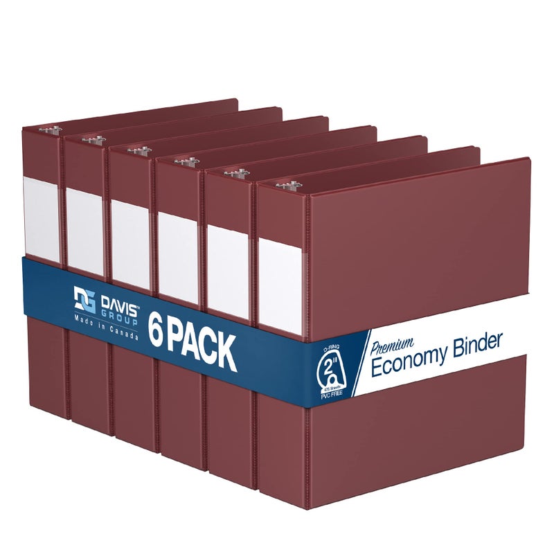 Davis Group Premium Economy 6-Pack 3-Ring Binders for School or Office, Round-Ring Binders, 2 Inch, Burgundy - Image 1